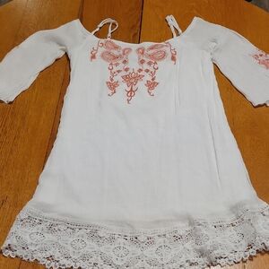 Rebellion White Dress with Orange Embroidery
